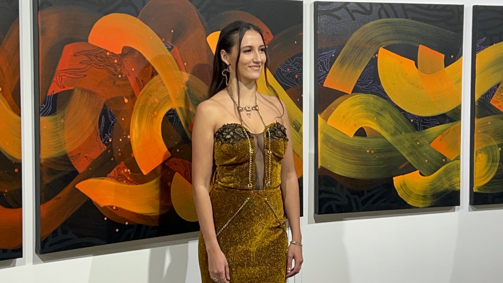Fashion presentation in front of paintings at CONDOR