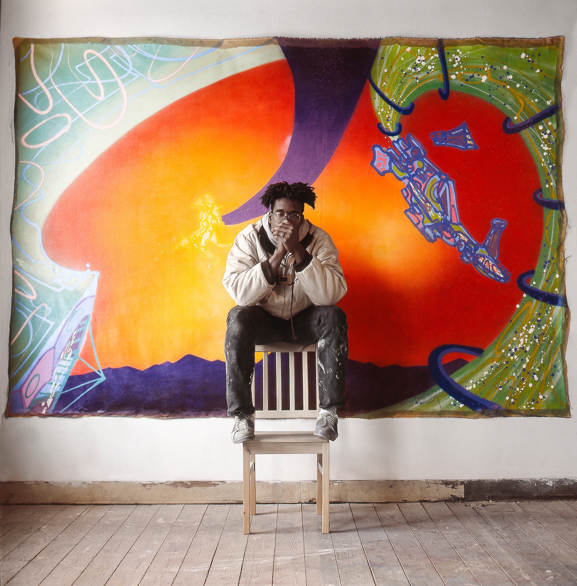 Kool Koor in his Brussels studio with The Past, the Present and the Rising