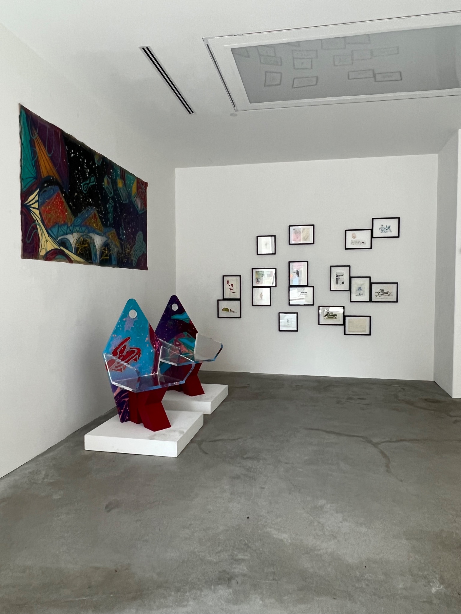 TIMELESS ONE chairs installed with historical drawings at SHIN Gallery, New York, 2023